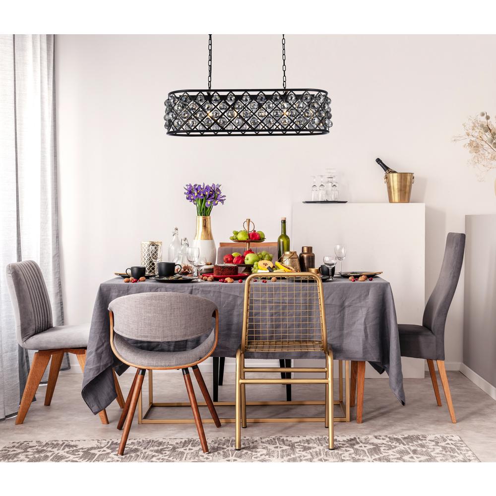 Madison 6 light Matte Black Chandelier Silver Shade (Grey) Royal Cut Crystal. Picture 8