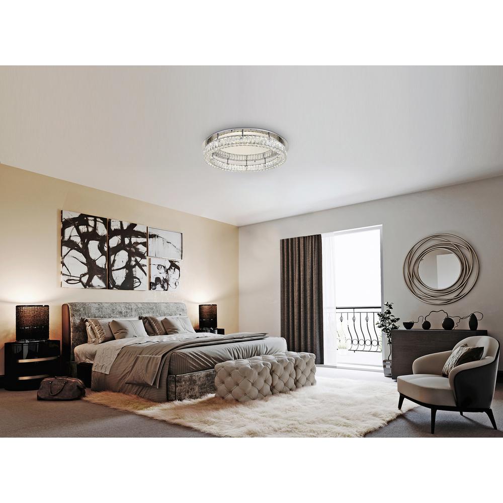 Monroe LED light Chrome Flush Mount Clear Royal Cut Crystal. Picture 8
