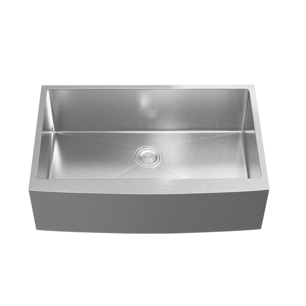 Stainless Steel farmhouse kitchen sink L33'' x W21'' x H10". Picture 1