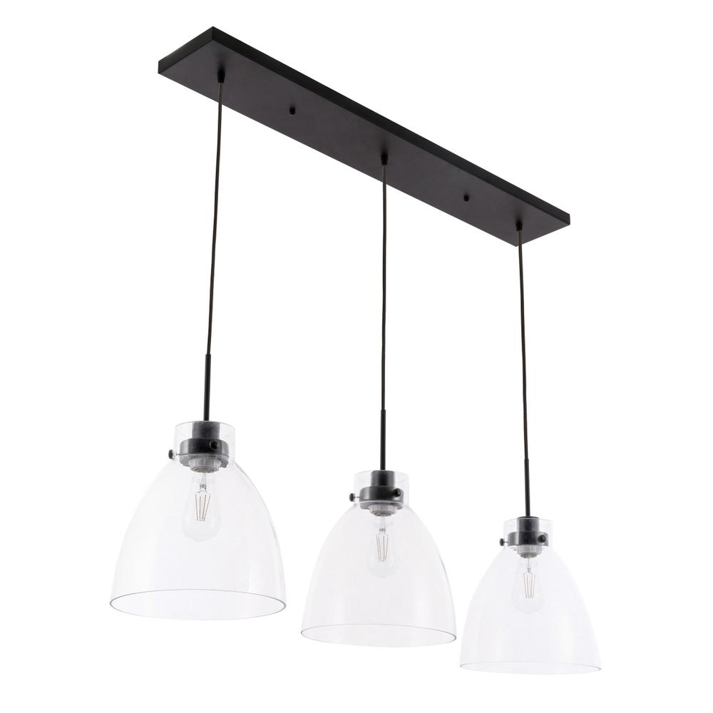 Frey 3 light Black and Clear glass pendant. Picture 8
