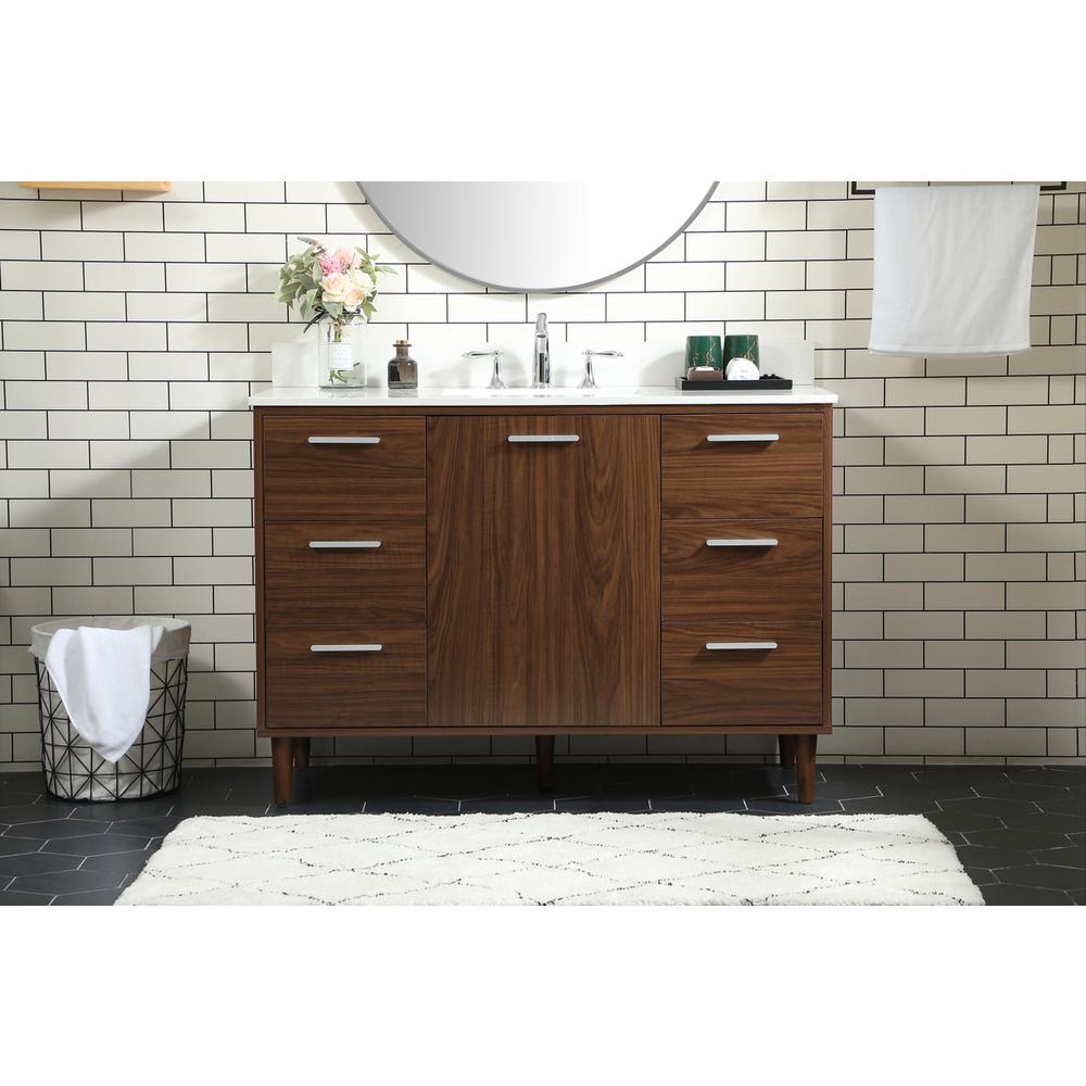 48 inch bathroom vanity in Walnut with backsplash. Picture 14