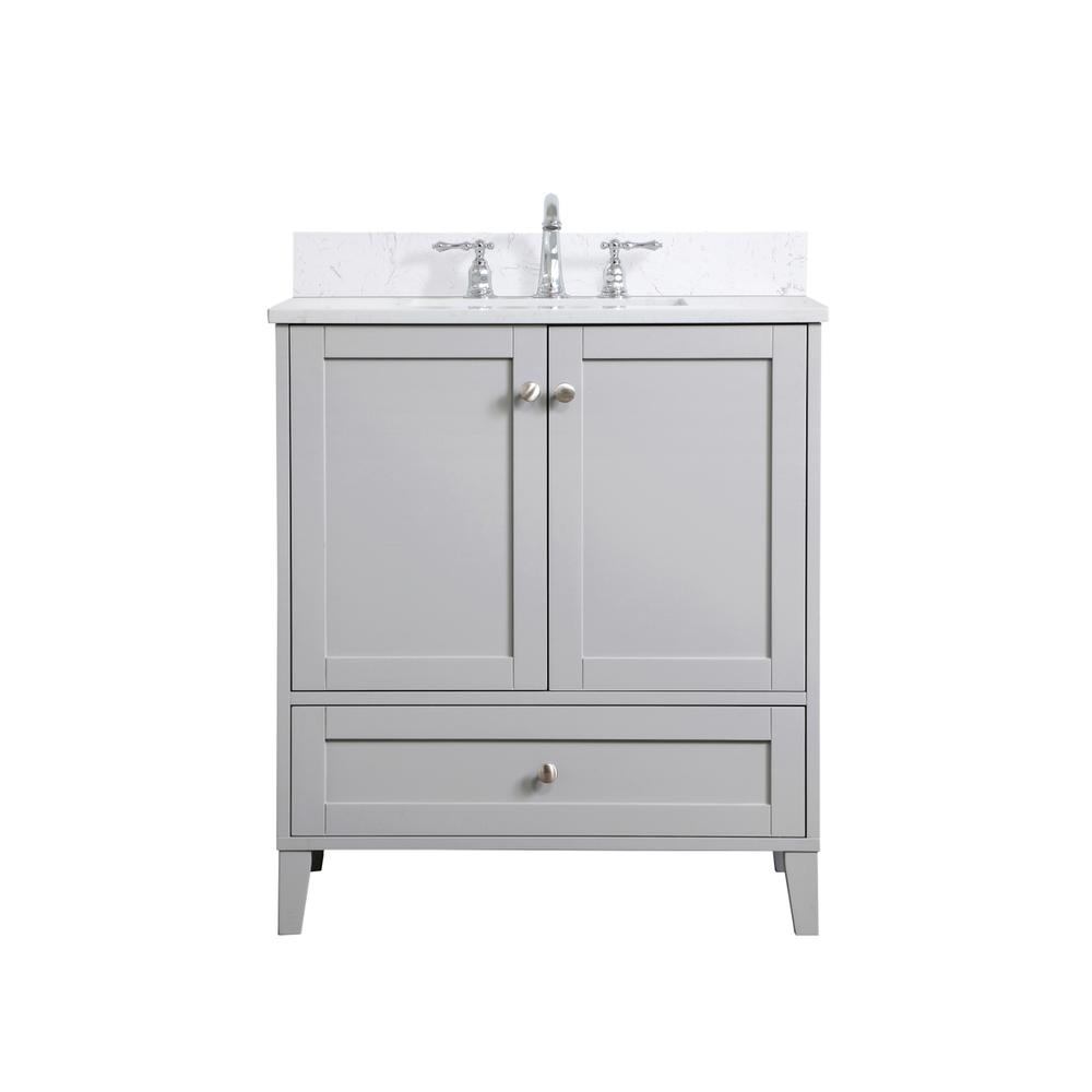30 inch Single Bathroom Vanity in Grey with Backsplash. Picture 1