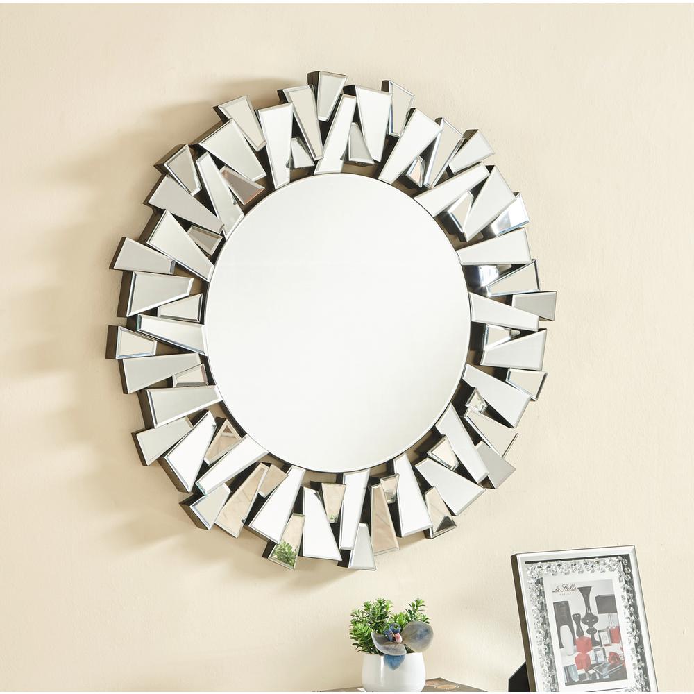 Sparkle 39.5 in. Contemporary Round Mirror in Clear. Picture 3