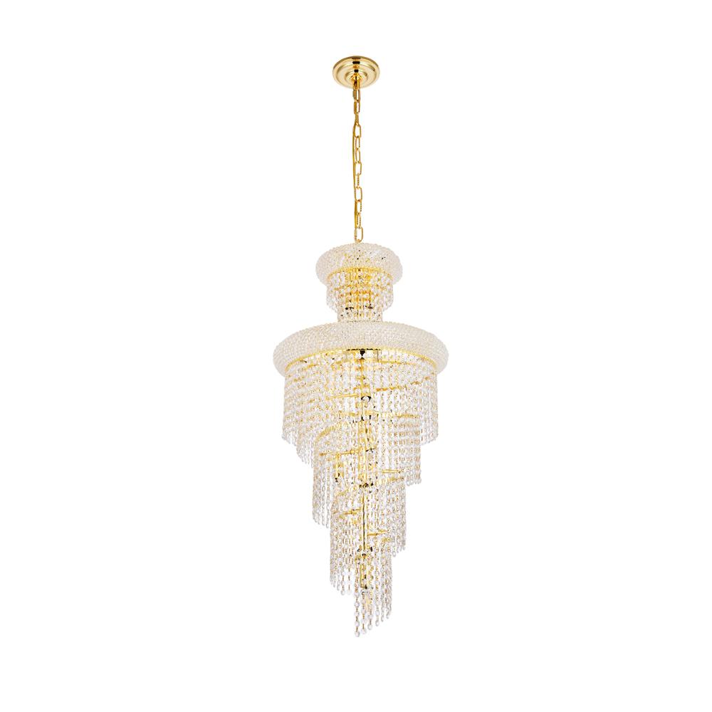 Spiral 10 light Gold Pendant Clear Royal Cut Crystal. Picture 6