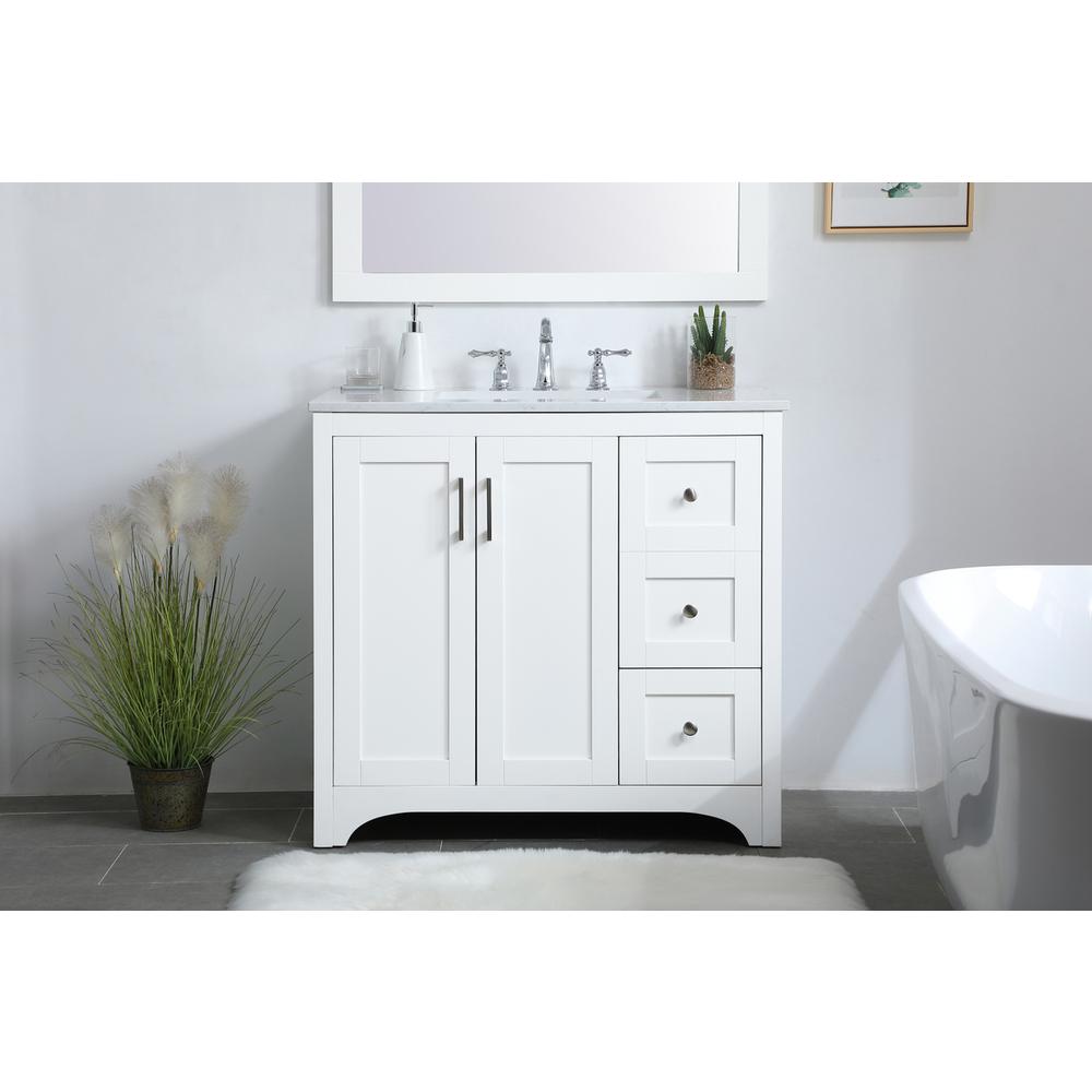 36 inch Single Bathroom Vanity in White. Picture 14