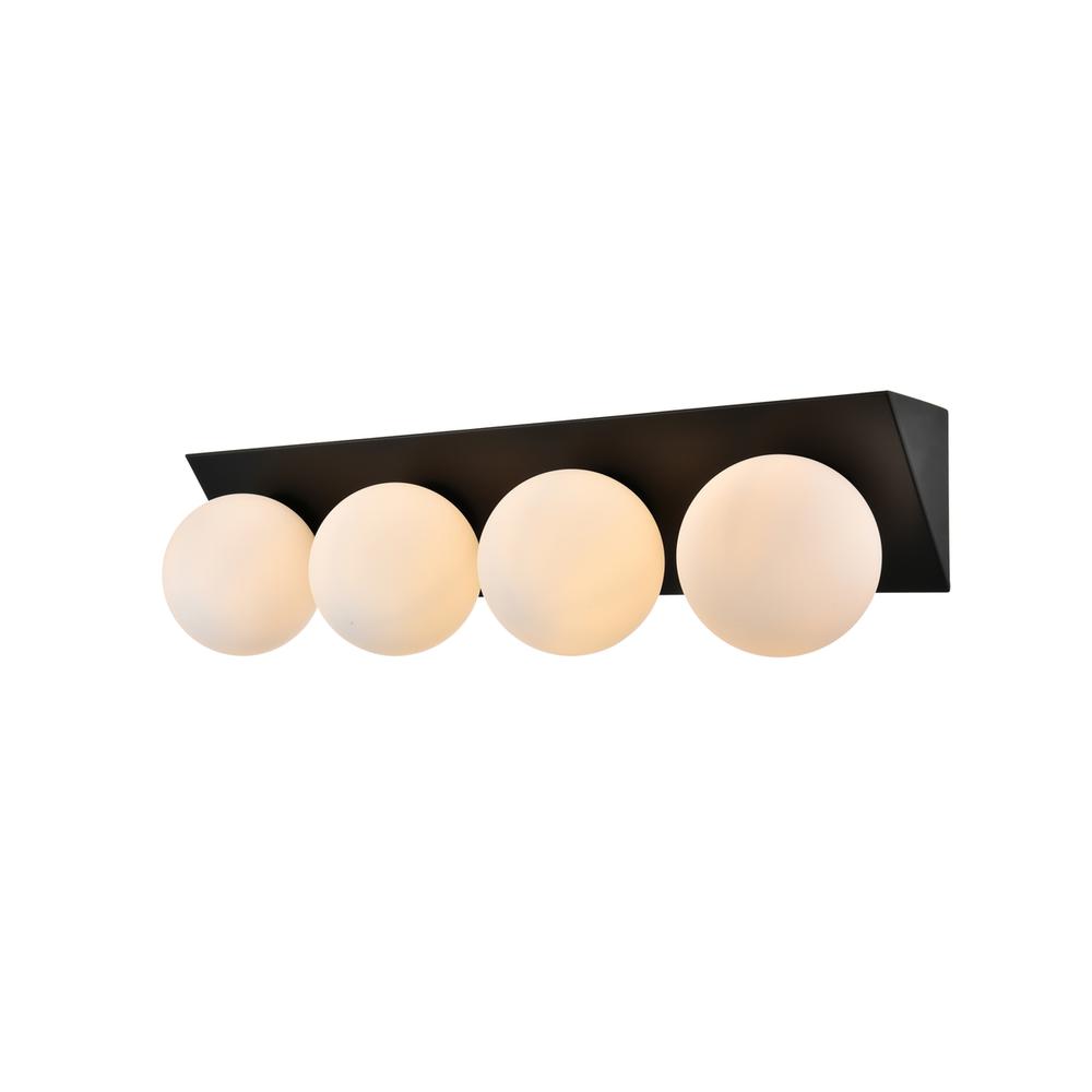 Jillian 4 light Black and frosted white Bath Sconce. Picture 2