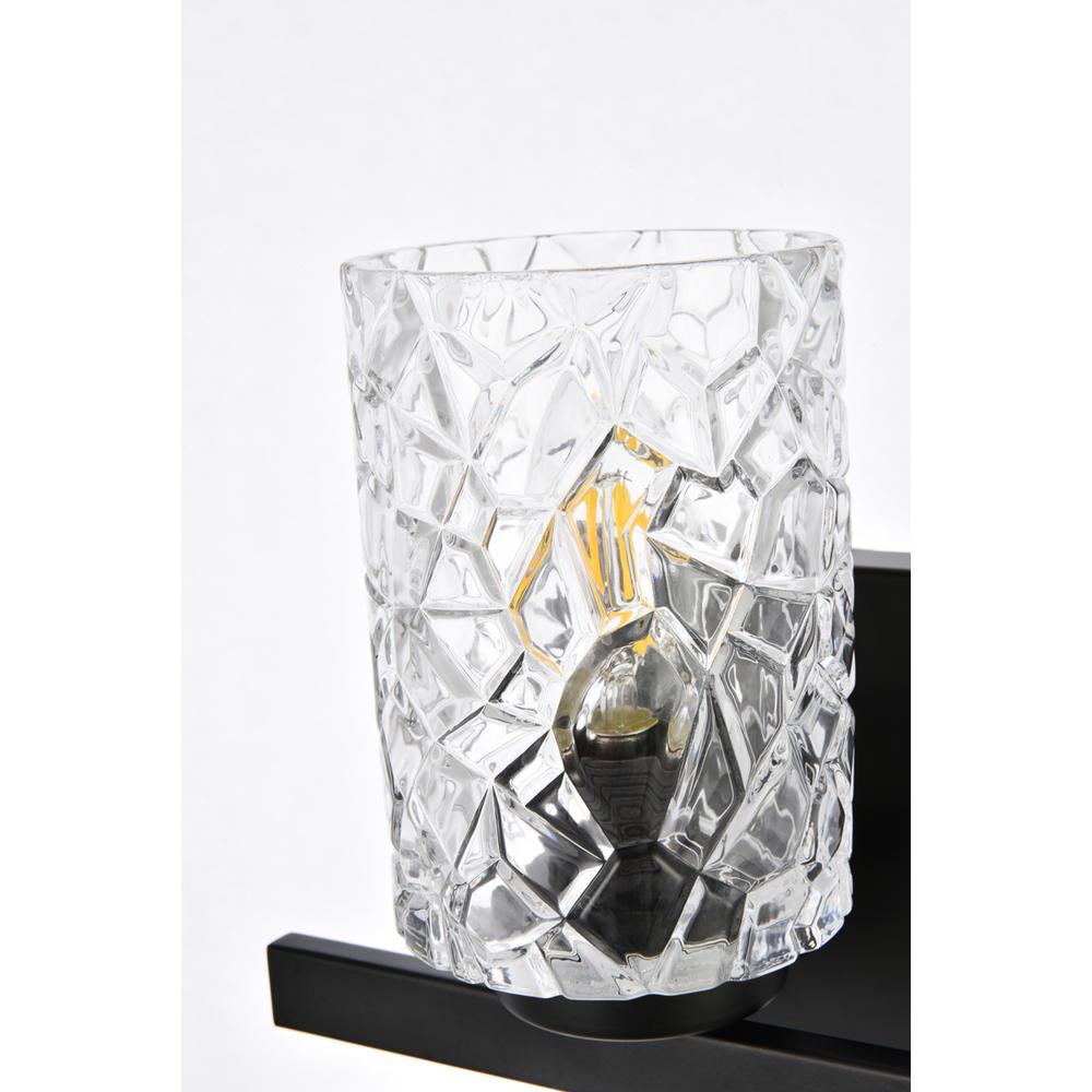 Cassie 1 light bath sconce in black with clear shade. Picture 5
