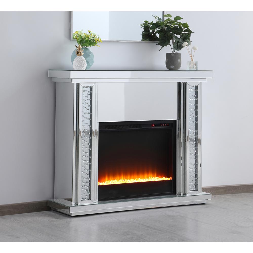 47.5 in. Crystal mirrored mantle with crystal insert fireplace. Picture 2