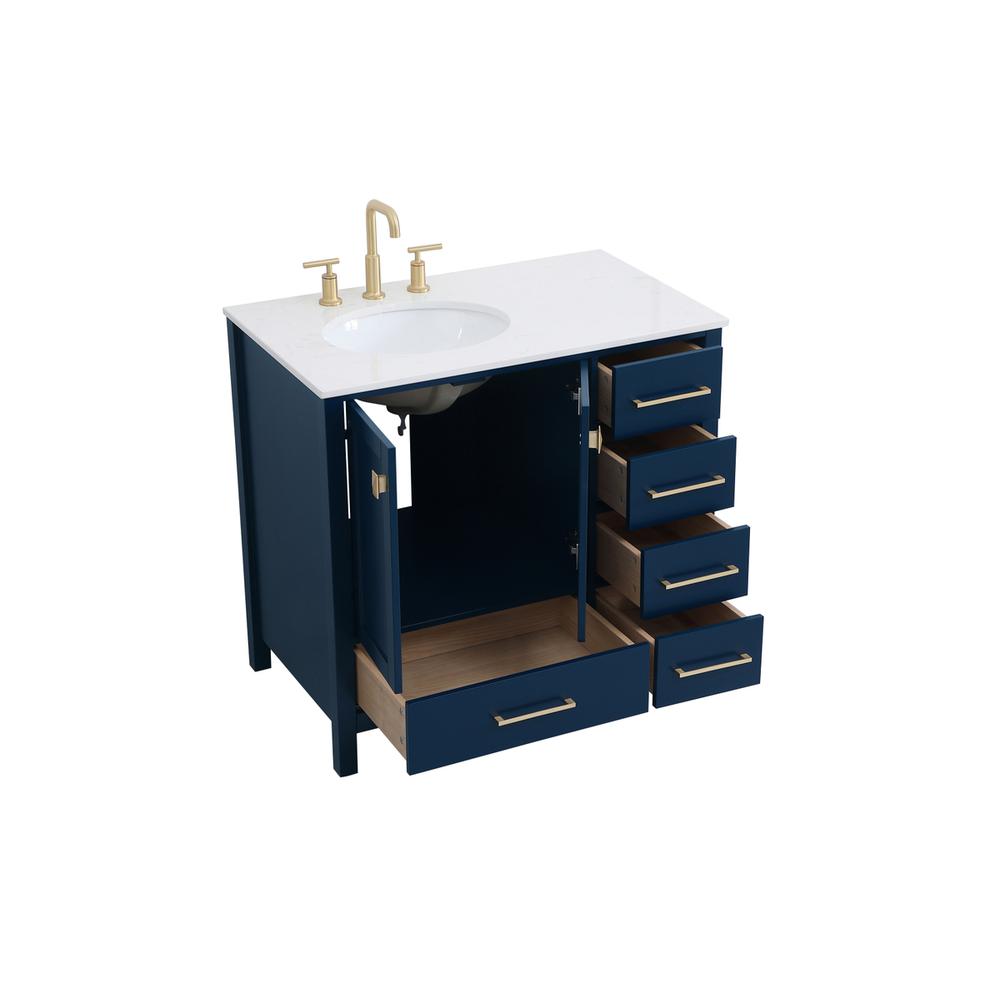 36 inch Single Bathroom Vanity in Blue. Picture 8