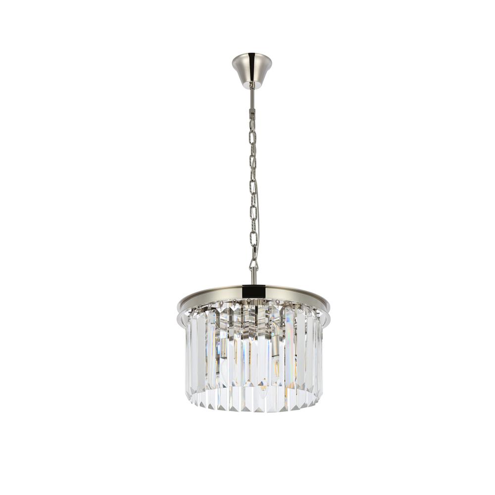 Sydney 3 light polished nickel Pendant Clear Royal Cut Crystal. Picture 6