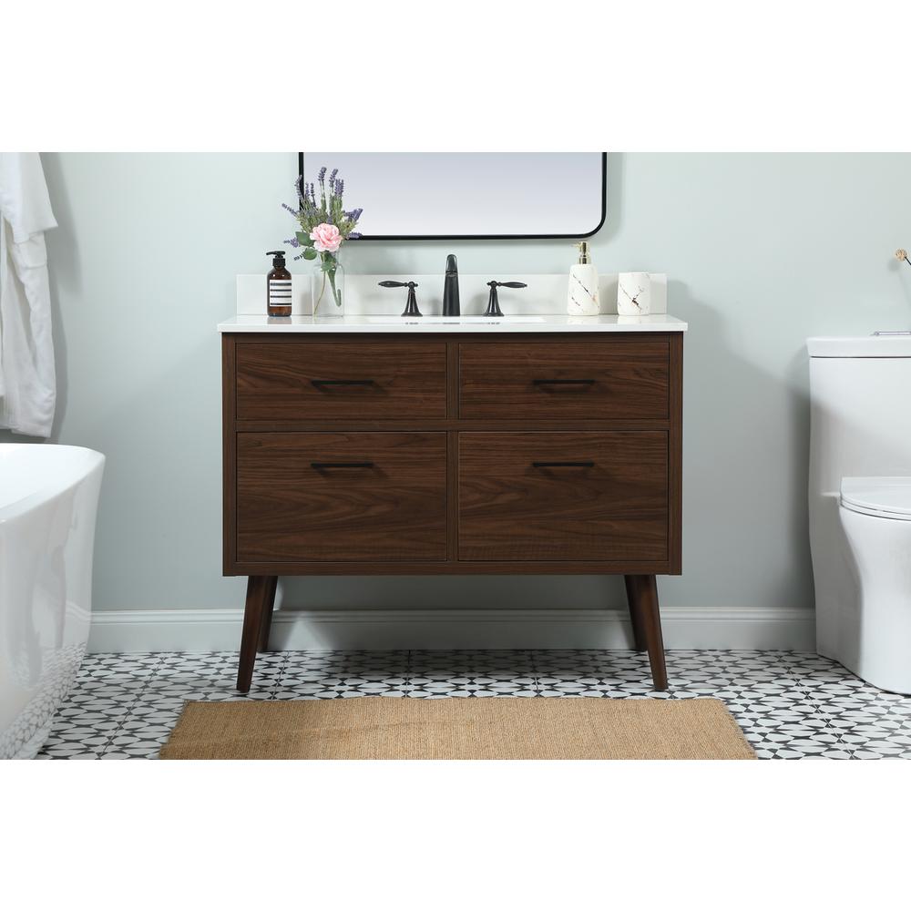 42 inch Single bathroom vanity in walnut with backsplash. Picture 14
