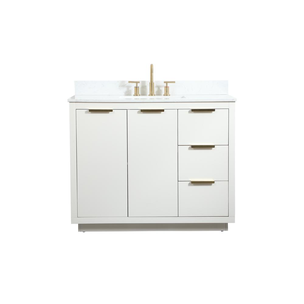 42 inch Single bathroom vanity in white with backsplash. Picture 1