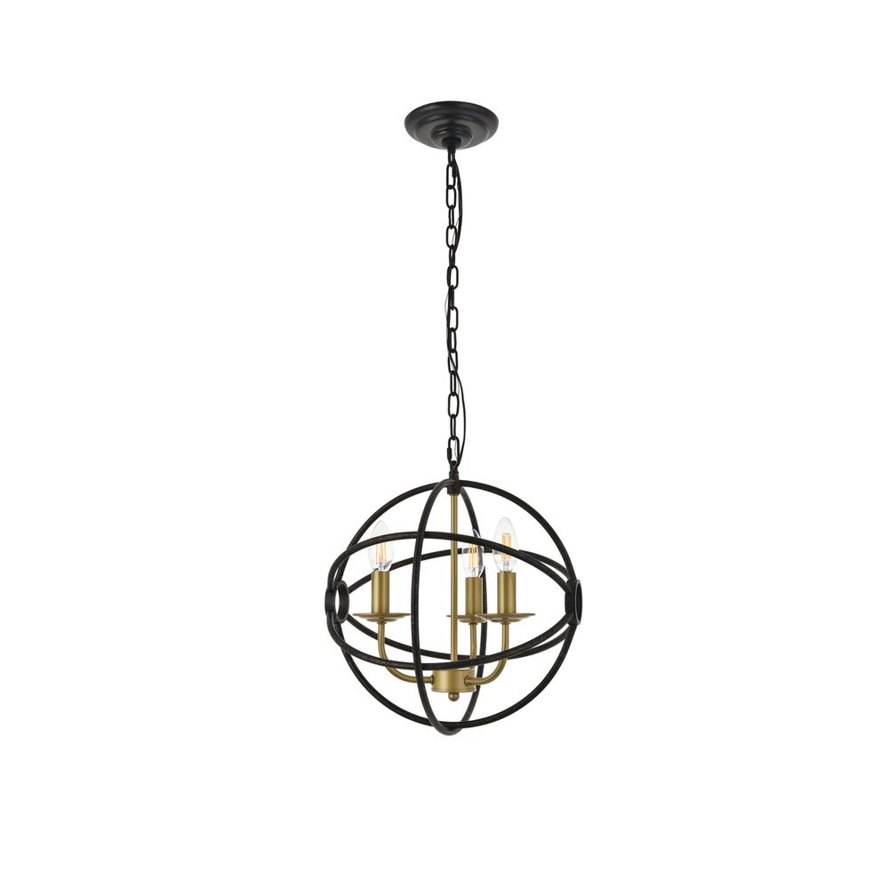 Octavia 3 light Brass and Dark Brown Pendant. Picture 2
