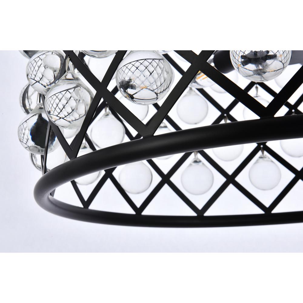 Madison 6 light Matte Black Pendant Clear Royal Cut Crystal. Picture 3