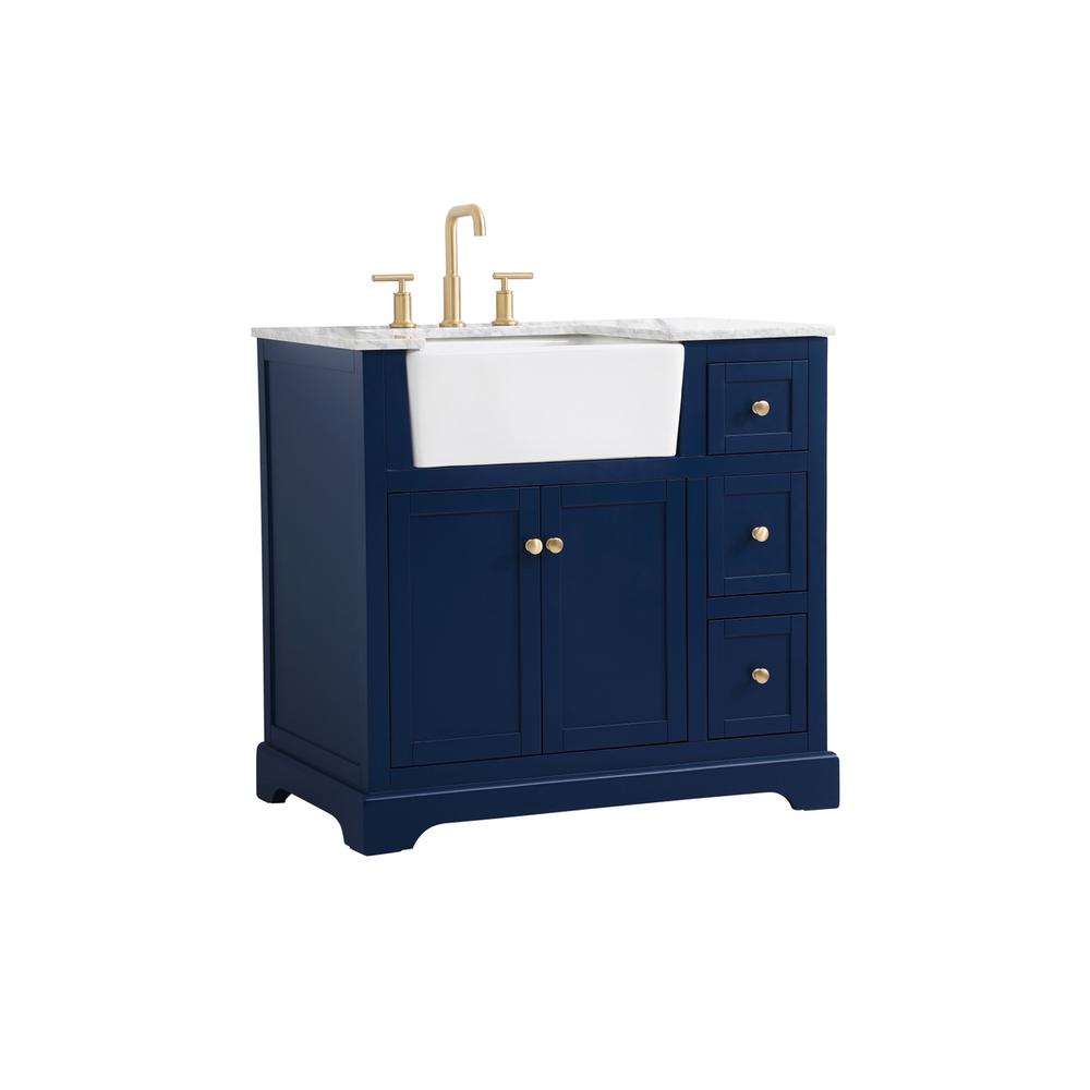 36 inch Single bathroom vanity in blue. Picture 7