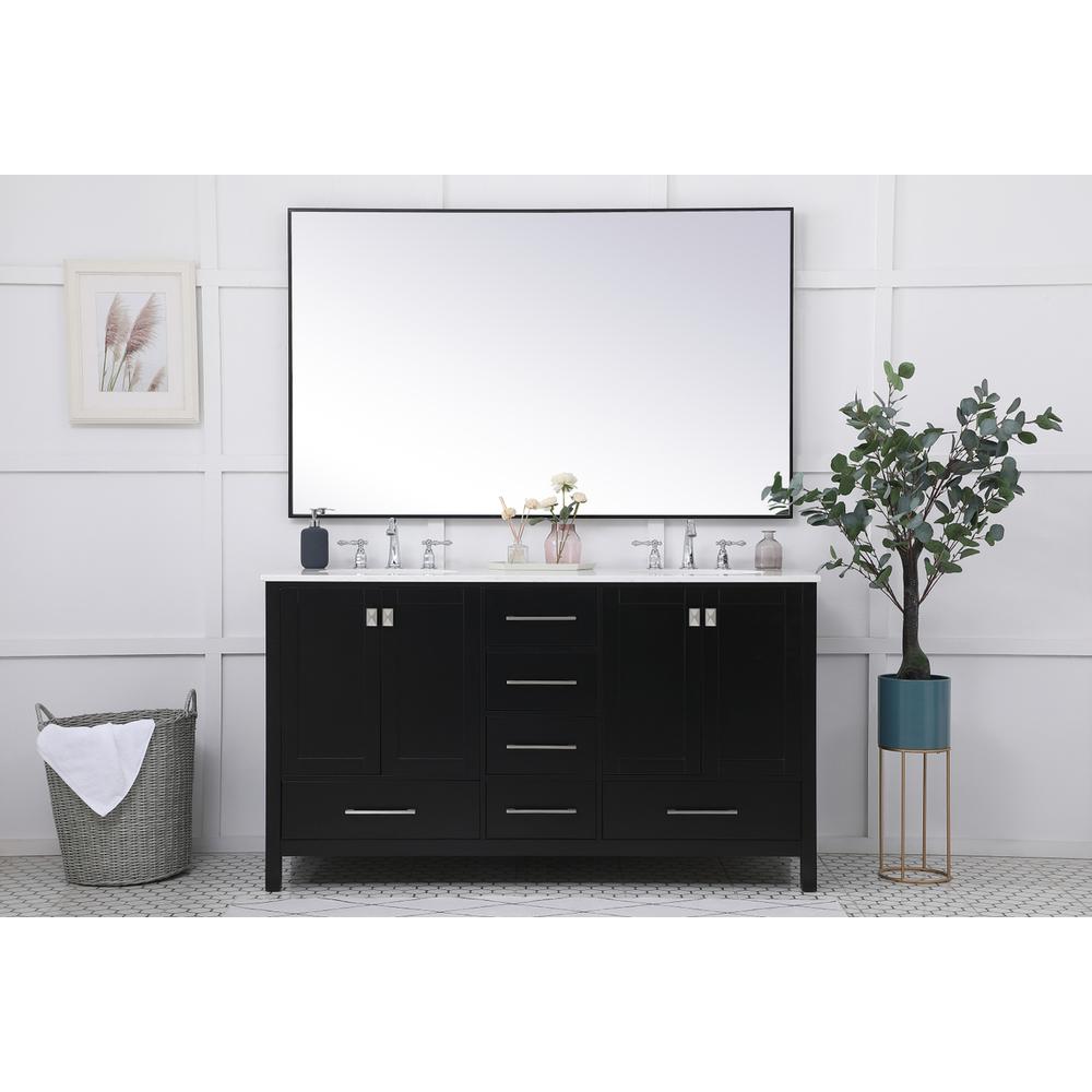 60 inch Double Bathroom Vanity in Black. Picture 4