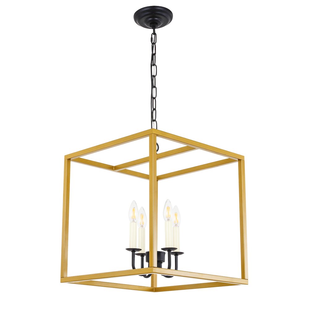 Eclipse 4 Light Brass And Black Pendant. Picture 8