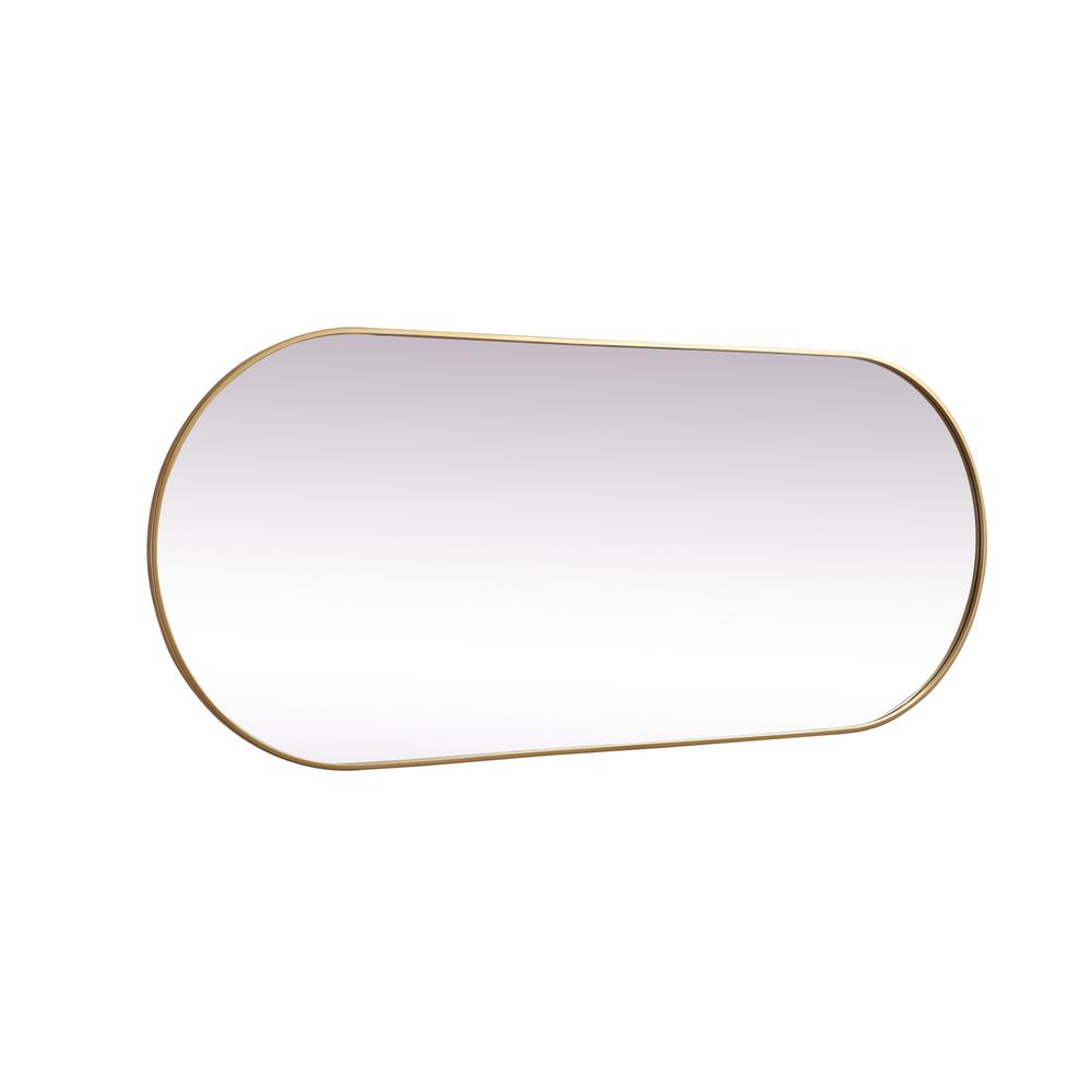 Metal Frame Oval Mirror 30x72 Inch in Brass. Picture 9