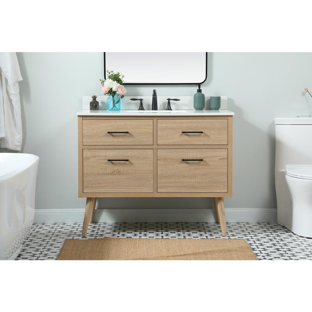 42 inch Single bathroom vanity in mango wood with backsplash. Picture 14