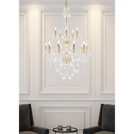 Verona 15 light Gold Chandelier Clear Royal Cut Crystal. Picture 7