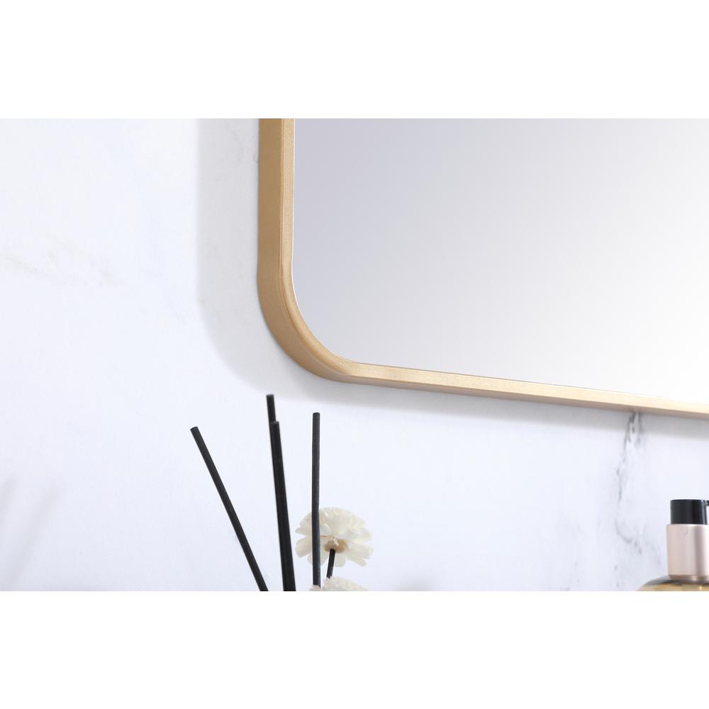 Soft corner metal rectangular mirror 30x48 inch in Brass. Picture 5