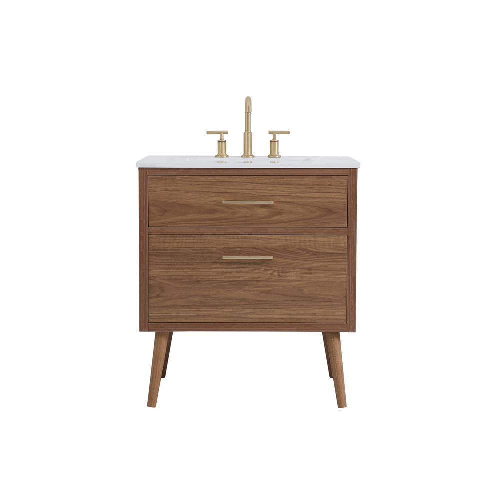 30 inch bathroom vanity in Walnut Brown. Picture 1