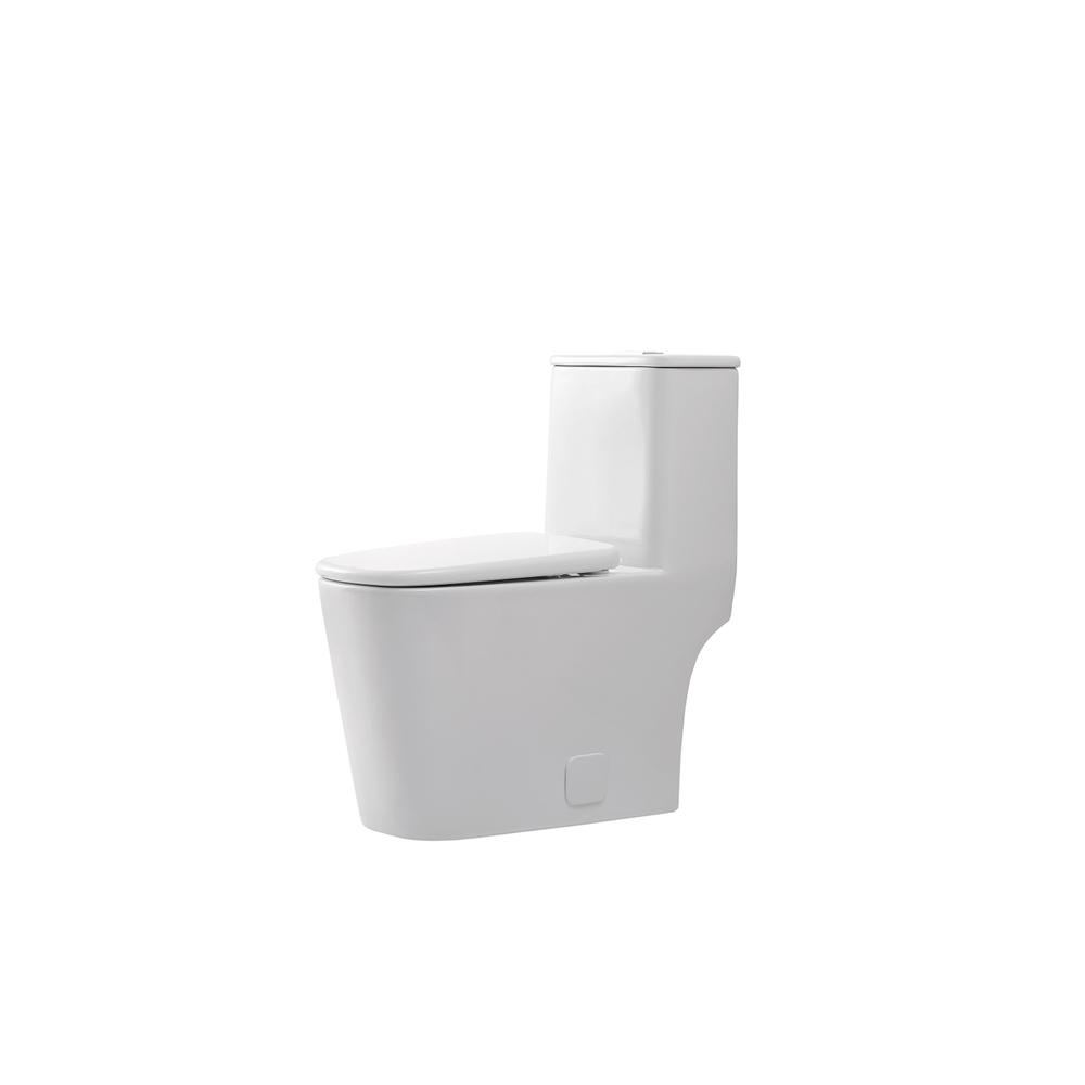 Winslet One-piece floor Square Toilet 27x14x31 in White. Picture 9