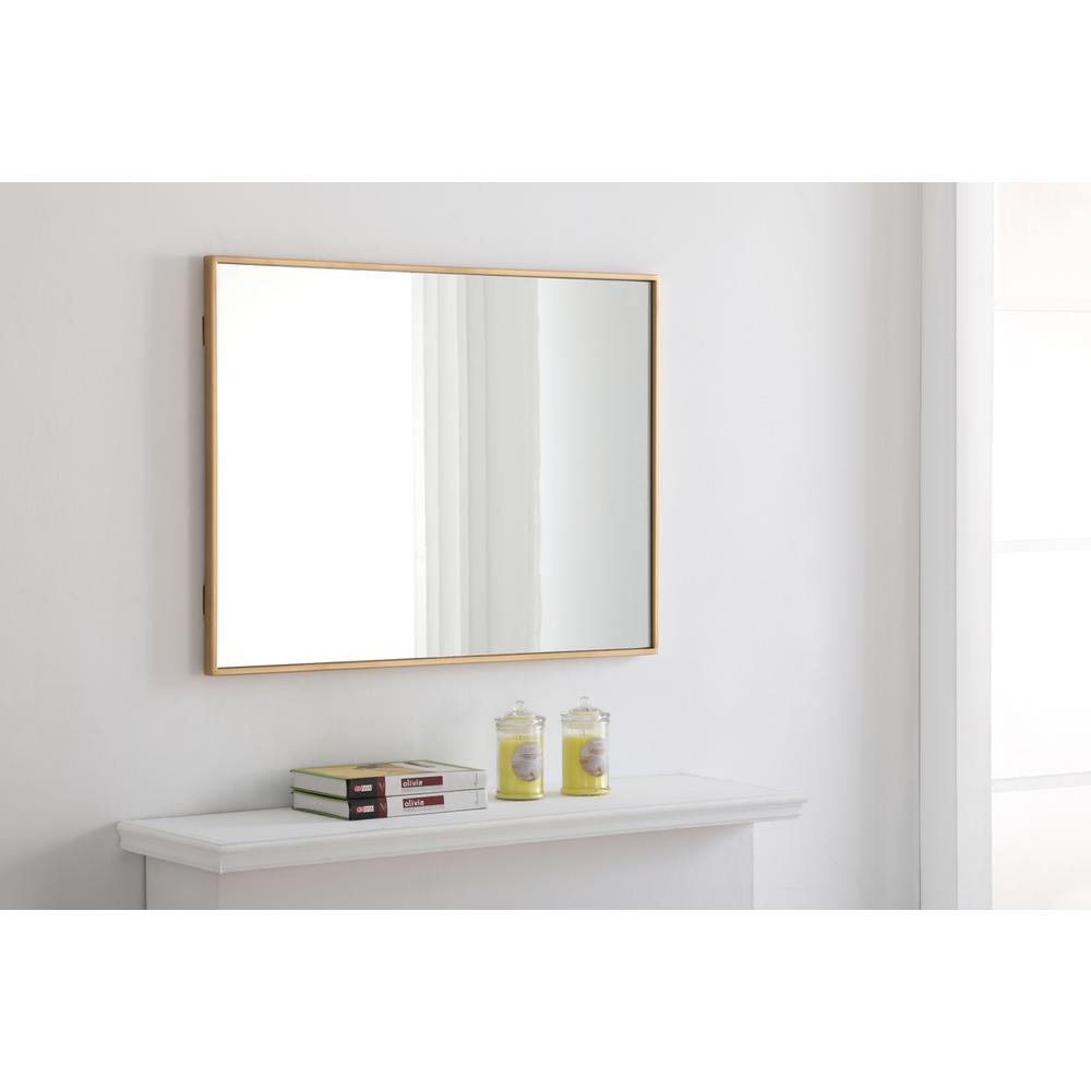 Metal frame Rectangle Mirror 24 inch Brass finish. Picture 8