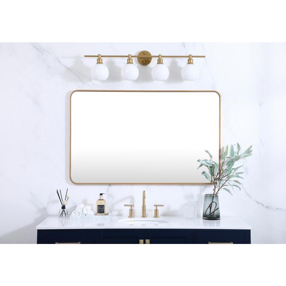 Soft corner metal rectangular mirror 30x48 inch in Brass. Picture 9