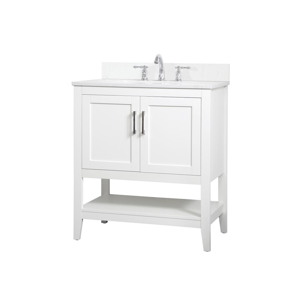 30 inch Single Bathroom Vanity in White with Backsplash. Picture 7