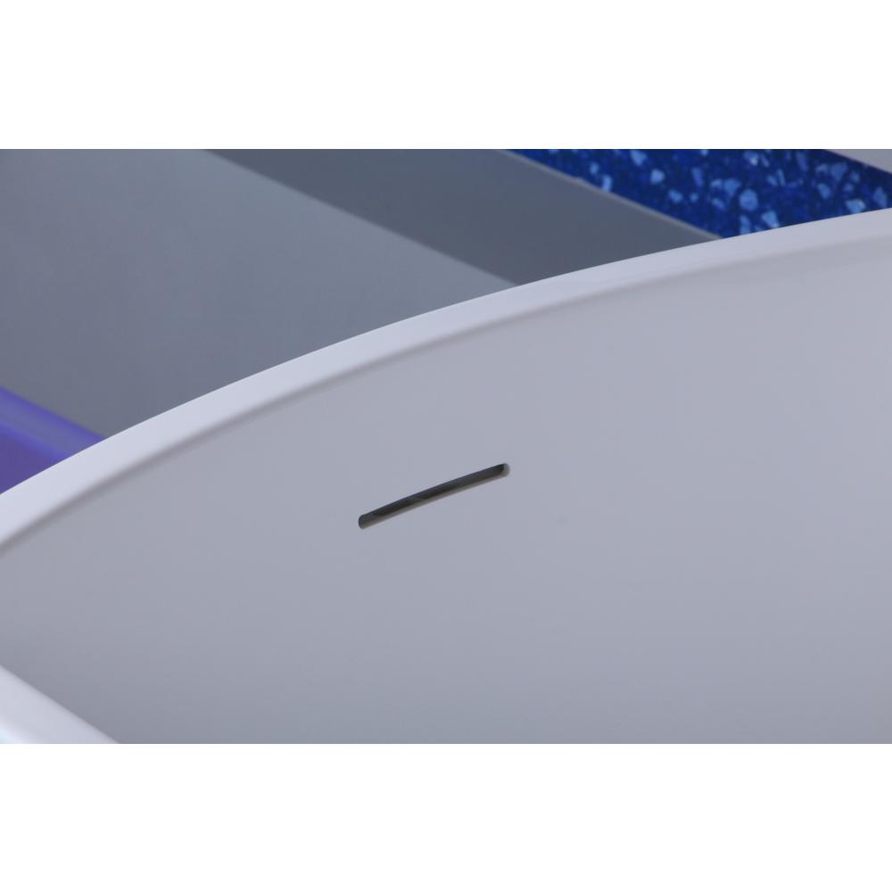 67 inch soaking single slipper rectangular bathtub in glossy white. Picture 10