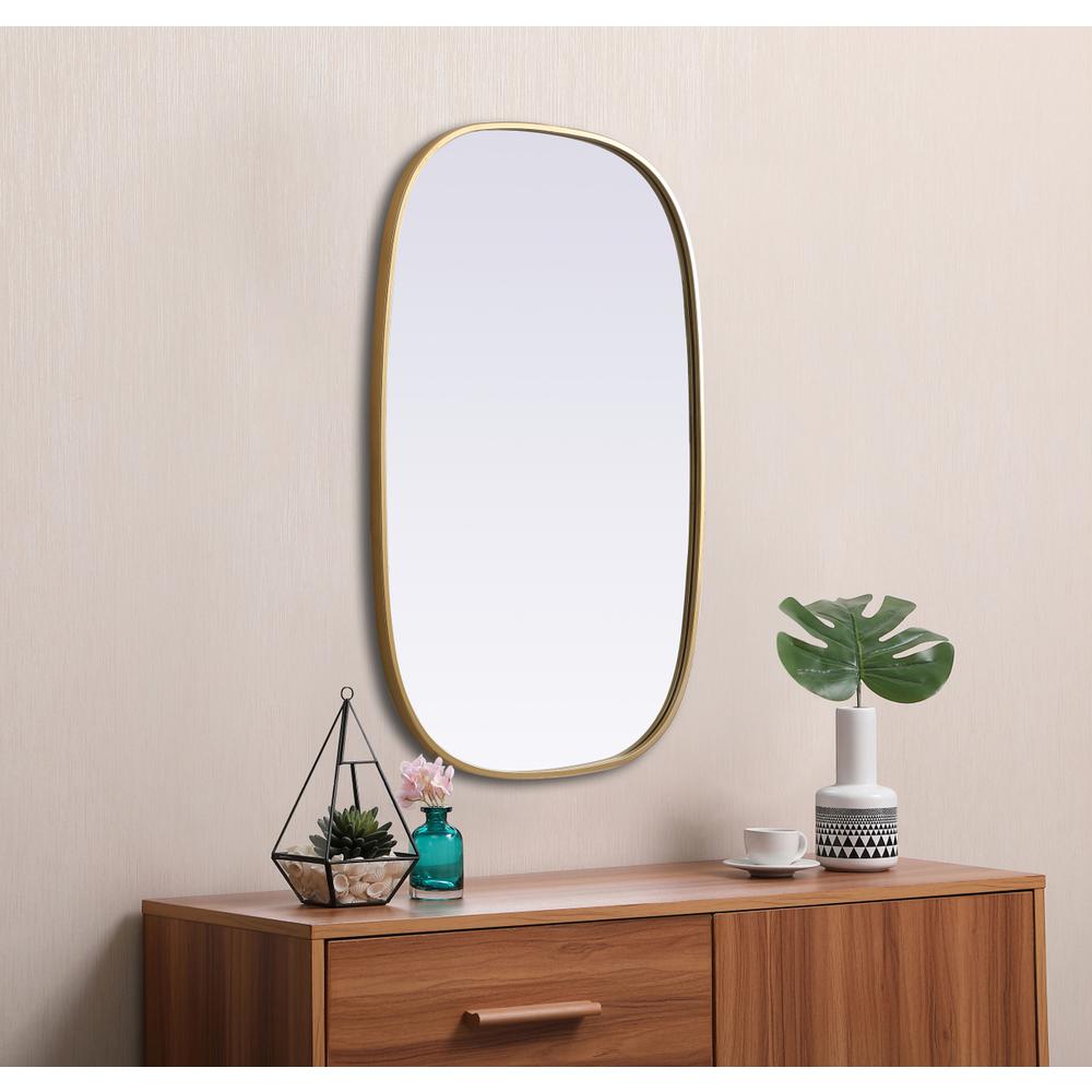 Metal Frame Oval Mirror 24x36 Inch in Brass. Picture 4