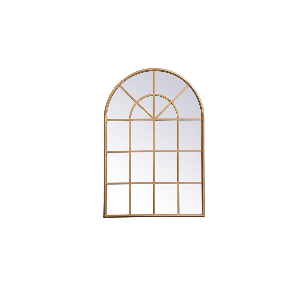 Metal windowpane mirror 28 inch x 41 inch in in Brass. Picture 1