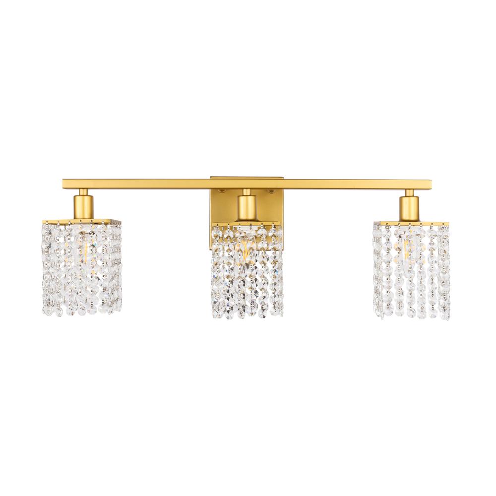 Phineas 3 light Brass and Clear Crystals wall sconce. Picture 2