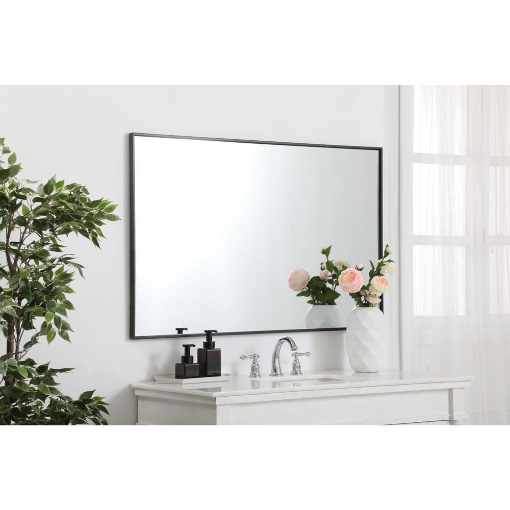 Metal frame rectangle mirror 30 inch in Black. Picture 6