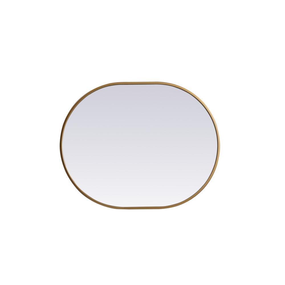 Metal Frame Oval Mirror 24x30 Inch in Brass. Picture 8