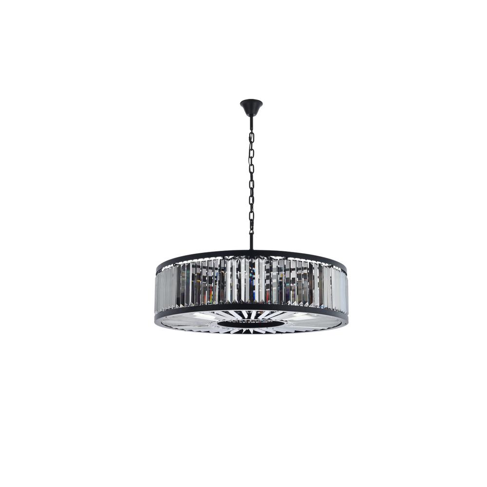 Chelsea 10 light Matte Black Chandelier Silver Shade (Grey) Royal Cut Crystal. Picture 6