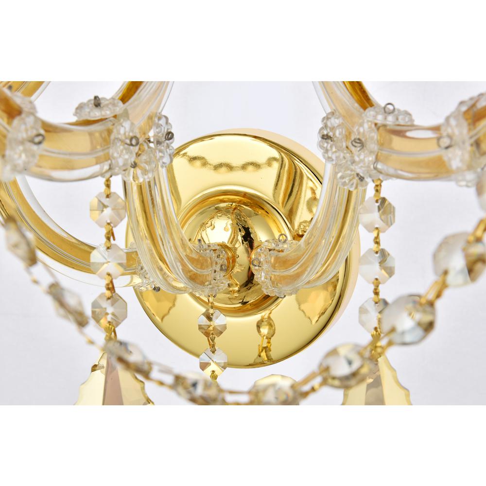 Maria Theresa 7 light Gold Wall Sconce Golden Teak (Smoky) Royal Cut Crystal. Picture 4