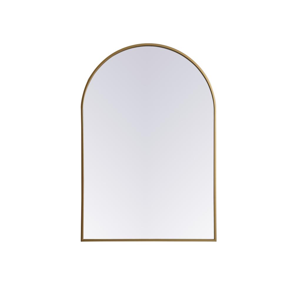 Metal Frame Arch Mirror 27x40 Inch in Brass. Picture 1