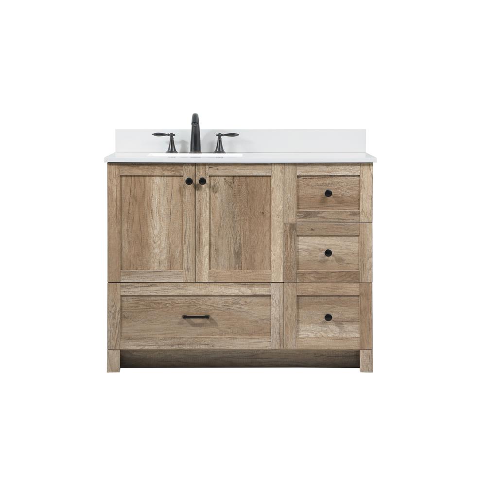42 inch Single bathroom vanity in natural oak with backsplash. Picture 1