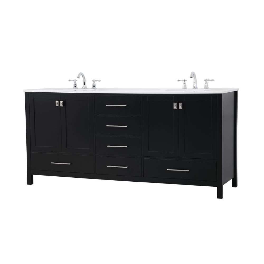 72 inch Double Bathroom Vanity in Black. Picture 6