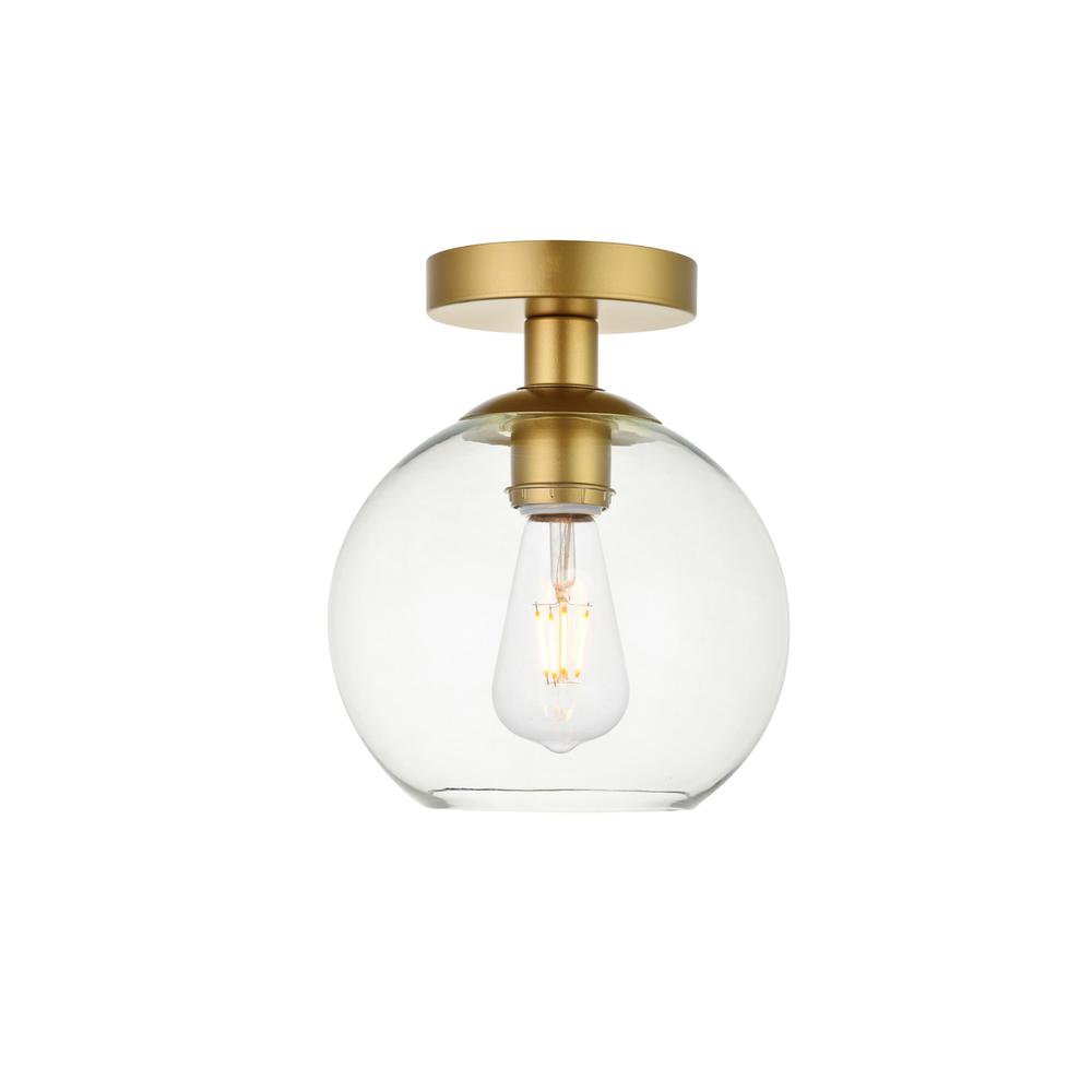 Baxter 1 Light Brass Flush Mount With Clear Glass. Picture 1