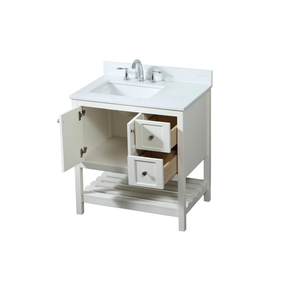 32 inch Single bathroom vanity in white with backsplash. Picture 9