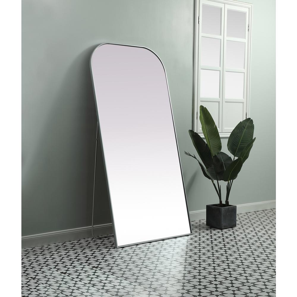 Metal Frame Arch Full Length Mirror 35x72 Inch in Silver. Picture 2