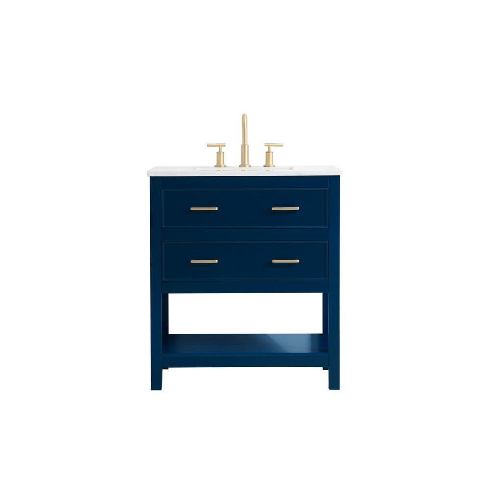 30 inch Single Bathroom Vanity in Blue. Picture 1