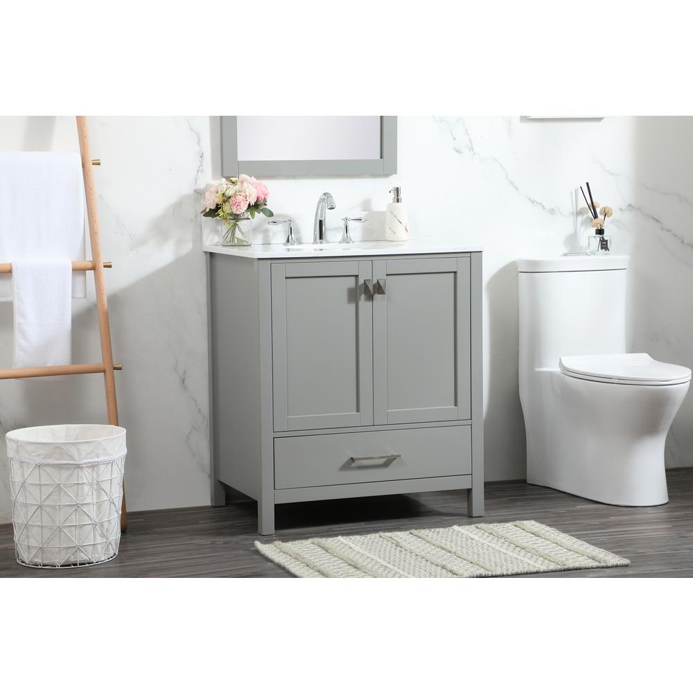30 inch Single bathroom vanity in grey with backsplash. Picture 2