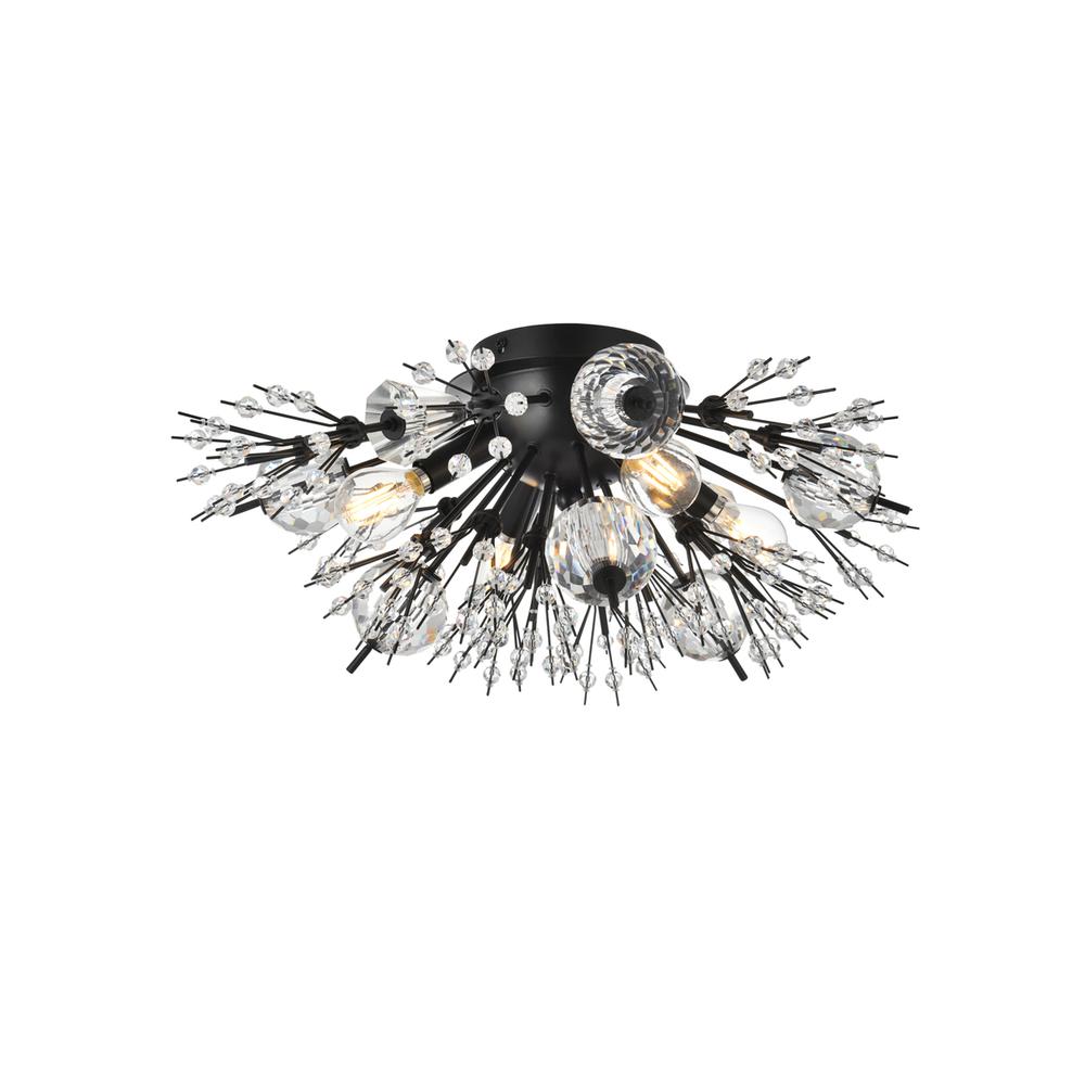 Vera 19 Inch Crystal Starburst Wall Sconce In Black. Picture 3