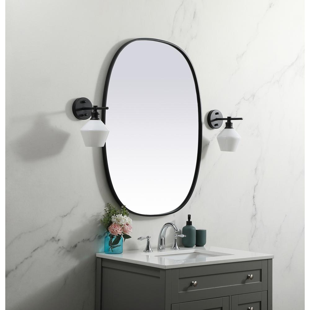 Metal Frame Oval Mirror 30x40 Inch in Black. Picture 2
