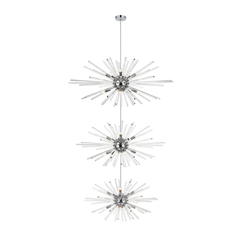 Sienna 46 inch three tiers crystal starburst chandelier in chrome. Picture 1