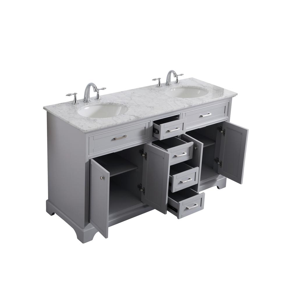 60 In. Double Bathroom Vanity Set In Light Grey. Picture 6
